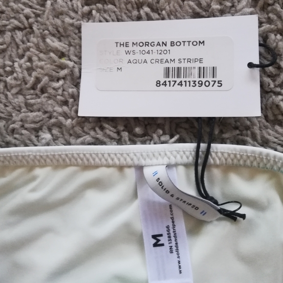 BNWT Solid + Striped Morgan Bikini Bottoms Aqua - Picture 5 of 7